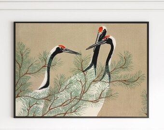 Cranes by Kamisaka Sekka, Japanese Art, Vintage Poster, Kamisaka Sekka Poster, Kamisaka Sekka print, Cranes Japanese Vintage Print