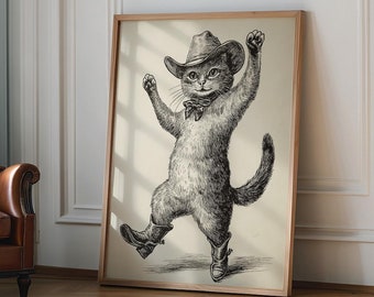 Cowboy Cat Print, cowboy cat wall art decor, cat wall art poster, cowboy decor, Western Decor, Southwestern Wall Art, Modern Design Poster