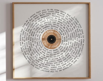 Personalised Music Poster, Customizable Music Gift, Personalised Vinyl Lyric Print, Favourite Song Personalised, Personalised Record Gift