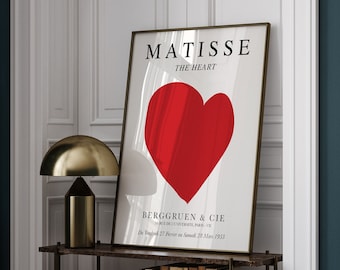 Impression coeur Henri Matisse, affiche coeur Matisse, impression d'art mural neutre minimaliste, cadeau pour maman, décoration scandinave abstraite, art moderne