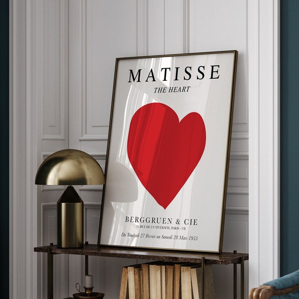 Henri Matisse Heart Print, Matisse Heart poster, Minimalistische Neutral Wall Art Print, Cadeau voor mama, Abstract Scandinavisch decor, Moderne Kunst