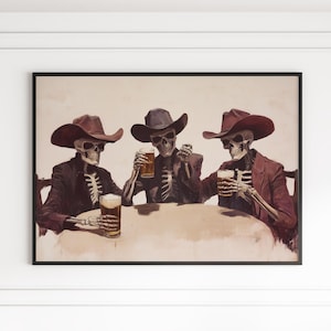 Dziki Zachód pozostaje plakatem z nadrukiem retro szkielet kowboja, sztuka ścienna Western, wydruk południowo-zachodni, wydruk artystyczny czaszki, sztuka ścienna do kuchni w stylu retro