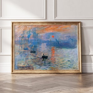 Poster di Claude Monet Impression Sunrise 1872, stampa della mostra di Monet, arte da parete con paesaggio, poster di Claude Monet, arte vintage, arte minimalista