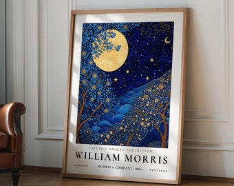 William Morris wall art Print, William Morris Poster, Vintage Poster, William Morris Moon & Stars Print, Vintage Wall Art, Textiles Wall Art