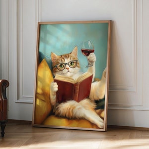 Cat with wine Print, Cat Lover Gifts, Cat Poster, Funny Cat Print, Funny Cat wall Art, Wine Cat Poster, Wine Cat Art, Funny Gify Idea