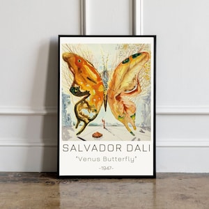 Salvador Dali Venus Butterfly Print, Salvador Dali Exhibition 1947 Poster, Butterfly Poster, Butterfly Print, Surrealism Poster