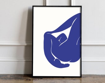 Femme Art Print, Blue Woman Poster, Line Art poster, Wall art poster, Woman Body wall art