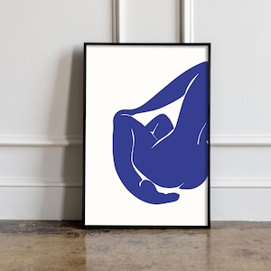 Femme Art Print, Blue Woman Poster, Line Art poster, Wall art poster, Woman Body wall art