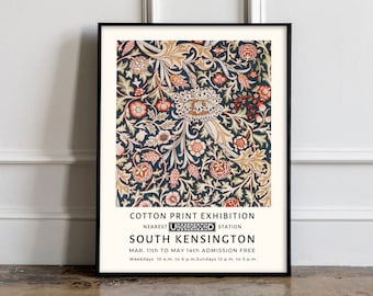 William Morris Poster, William Morris Print, William Morris Red Art, Vintage Poster, Red Floral Print, Floral Vintage Print