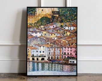 Malcesine on Lake Garda by Gustav Klimt Print, Gustav Klimt Wall art, Gustav Klimt poster, Gallery Wall Art, Modern Art Print, Home Decor