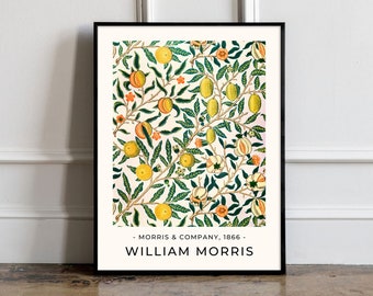 William Morris Druck, William Morris Poster, William Morris Kunst, Vintage Poster, Blumendruck, Zitrusfrüchte Druck, Obstmuster Morris