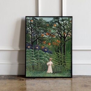 Henri Rousseau Woman walking in the forest print, Henri Rousseau print, Henri Rousseau poster, Tropical wall art, Tropical exhibition poster