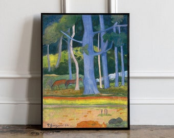 Paul Gauguin Landscape with Blue Trees print, Paul Gauguin poster, Paul Gauguin wall art, Paul Gauguin exhibition poster, Paul Gauguin print