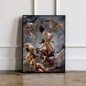 Luis Ricardo Falero 1878 Print, Witches Going to the Sabbath Poster, Witches Print, Fantasy Print, Fantasy painting Poster