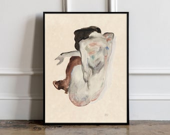Egon Schiele Naked Lady (1912) Print, Egon Schiele Art Print, Egon Schiele Reproduction, Egon Schiele poster, women oil painting