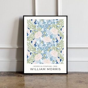 William Morris Poster, William Morris Print, William Morris Blue Art, Vintage Poster, Blue Floral Print, Floral Vintage Print