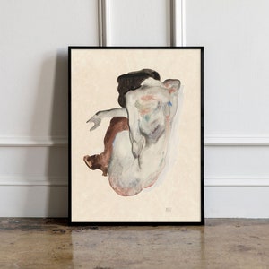 Egon Schiele Naked Lady (1912) Print, Egon Schiele Art Print, Egon Schiele Reproduction, Egon Schiele poster, women oil painting