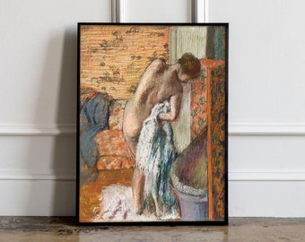 After the Bath by Edgar Degas Print,  After the Bath 1885 Poster, Degas Exhibition Poster, Degas wall Art, Naked Woman print