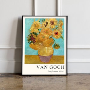 Vincent van Gogh posters, zonnebloem poster, Van Gogh kunst aan de muur, Vincent van Gogh print, Van Gogh tentoonstelling poster, zonnebloem print