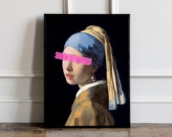 Girl with a Pearl Earring and bubble gum Print, Johannes Vermeer Exhibition Poster, Vermeer Exhibition Print, Girl with pearl earring poster