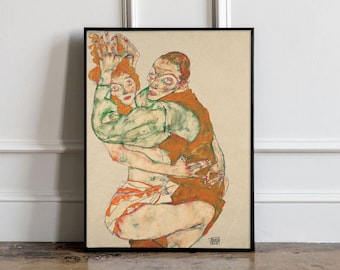 Lovemaking by Egon Schiele Print, Egon Schiele Art Print, Egon Schiele Reproduction, Egon Schiele exhibition poster, Egon Schiele print