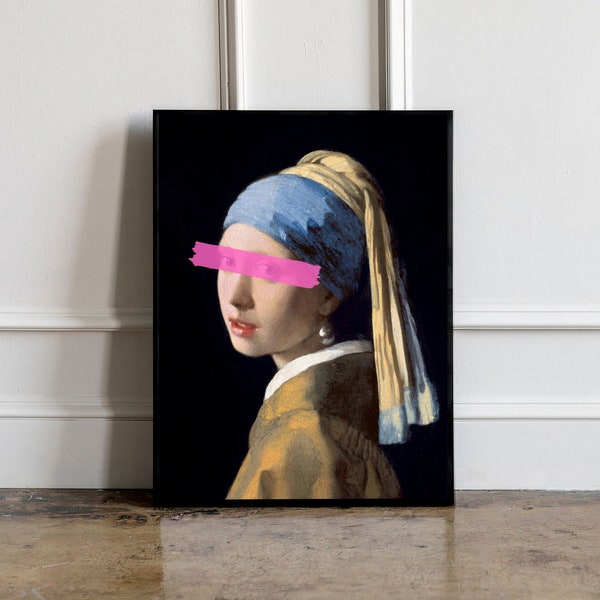 Girl with a Pearl Earring and bubble gum Print, Johannes Vermeer Exhibition Poster, Vermeer Exhibition Print, Girl with pearl earring poster