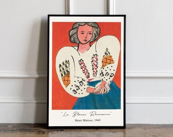 Henri Matisse La Blouse Roumaine 1940 Poster, Henri Matisse Wall art, Henri Matisse Woman Print