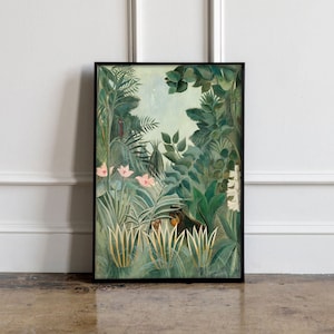 Henri Rousseau The Equatorial Jungle 1909 Print, Dschungel Tropisches Poster, Tropische Wandkunst, Tropisches Ausstellungsposter