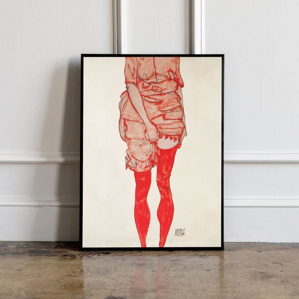 Femme debout par Egon Schiele Art Print, Egon Schiele Reproduction poster, Schiele wall art, Schiele wall decor, Gift Idea, vintage Decor