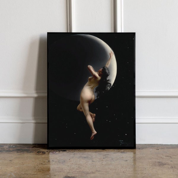 Luis Ricardo Falero Moon Nymph Print, Moon Nymph 1883 Poster, Woman Moon Print, Moon Print, Fantasy painting Poster