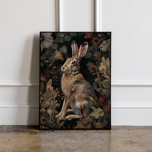Hare William Morris wall art Print, William Morris Poster, Vintage Poster, Vintage Country Floral Gift For Her, Mid Century Botanical