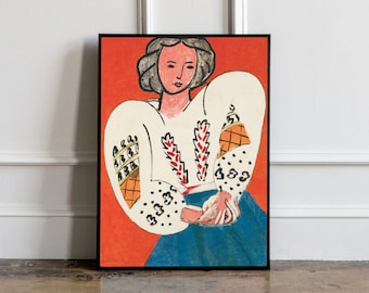Henri Matisse La Blouse Roumaine 1940 Poster, Henri Matisse Wall art Decor, Henri Matisse Woman Print, Her Painting, Portrait Woman Art