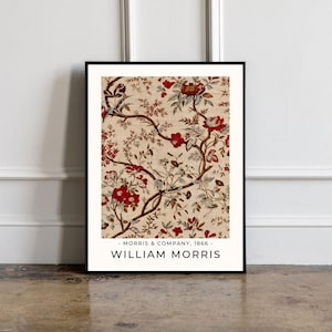 William Morris Poster, William Morris Druck, William Morris Red Art, Vintage Poster, Roter Blumendruck, Vintage Blumendruck