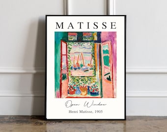 Henri Matisse Poster, Henri Matisse Open window poster,  Wall art, Henri Matisse Print, Exhibition poster, Exhibition print
