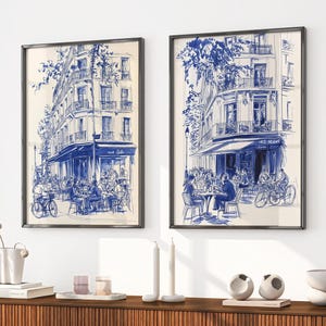 SET OF French Cafe Watercolor, Paris Cityscape Watercolor Art Print, French Kitchen Prints, French Wall Art, Travel Sketch, Ideal Home Decor