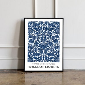 William Morris Tulip Poster, William Morris Tulip Print, William Morris Blue Art, Contemporary Print, Mid Century Modern, Gift Idea