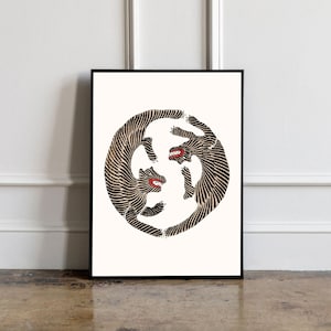 Japanese vintage woodblock print by Taguchi Tomoki, Taguchi Tomoki Poster, Japanese Print, Japanese VIntage Tiger Art, Woodblock Poster