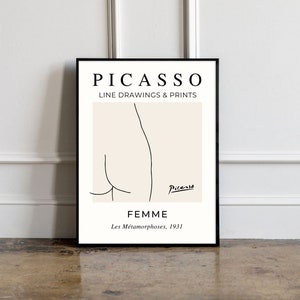 Picasso - Female Form, Pablo Picasso Exhibition poster, Picasso Exhibition Line Art Poster, Minimalist Line Drawing, Gift print