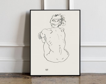 Egon Schiele Female print, Egon Schiele Wall Art Print, Egon Schiele Reproduction, Egon Schiele Wall decor, Minimalist Print, Gift Idea