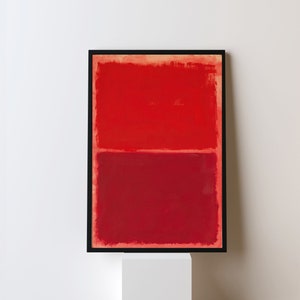 Póster de la exposición de Mark Rothko, impresión artística de Mark Rothko, póster de arte abstracto, arte moderno, decoración minimalista, póster de exposición vintage rojo