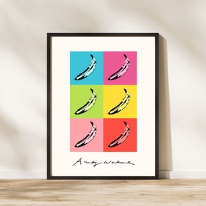Andy Warhol Banana pop art poster, Andy Warhol Banana set Print, Velvet Underground cover art, Kitchen wall decor