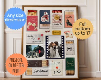 Custom Matchbook Art print, Personalized Matchbox Gift, Retro Matches Print, Customized Trendy Wall Poster, Unique Anniversary Gift