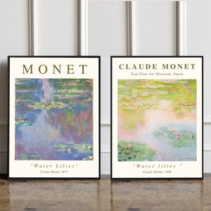 SET von 2 Claude Monet Ausstellungsdruck, Seerosen Claude Monet, Monet Ausstellungsplakat, Claude Monet Blumendruck, Landschaftswandkunst