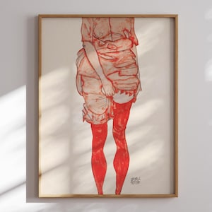 Standing Woman by Egon Schiele Art Print, Egon Schiele Reproduction poster, Schiele wall art, Schiele wall decor, Gift Idea, Vintage Decor