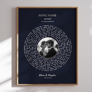 Póster musical personalizado, regalo musical personalizable, impresión de letras de vinilo personalizadas, canción favorita personalizada, regalo de disco personalizado