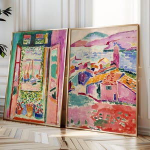 SET OF 2 Henri Matisse Posters set, Open Window Poster, View of Collioure Print, Henri Matisse wall art, Henri Matisse wall set, Gift idea image 1