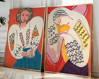 SET OF Henri Matisse La Blouse Romaine Posters, Henri Matisse wall art decor, Henri Matisse Red print, Vintage Decor, Matisse painting
