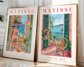 SET OF Henri Matisse Poster, Open Window Poster, Matisse Wall Home Decor, Matisse wall art, Matisse painting print, Gift idea, Pink print