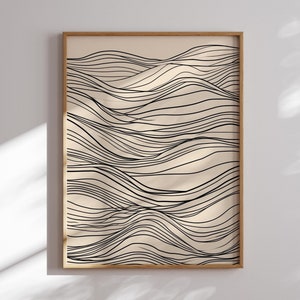 Minimalistische Linien Kunst, Neutraler beige Druck, beige Wandkunst-Dekor, abstrakte Linie Zeichnung Druck, minimale Kunst Poster, moderne Wanddekoration