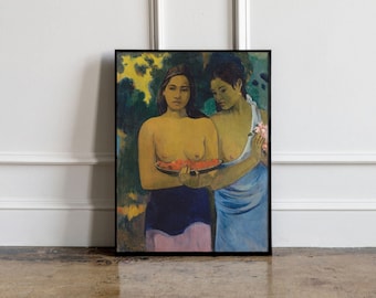 Paul Gauguin Two Tahitian Women (1899) print, Paul Gauguin poster, Paul Gauguin wall art, Paul Gauguin exhibition poster, Paul Gauguin print